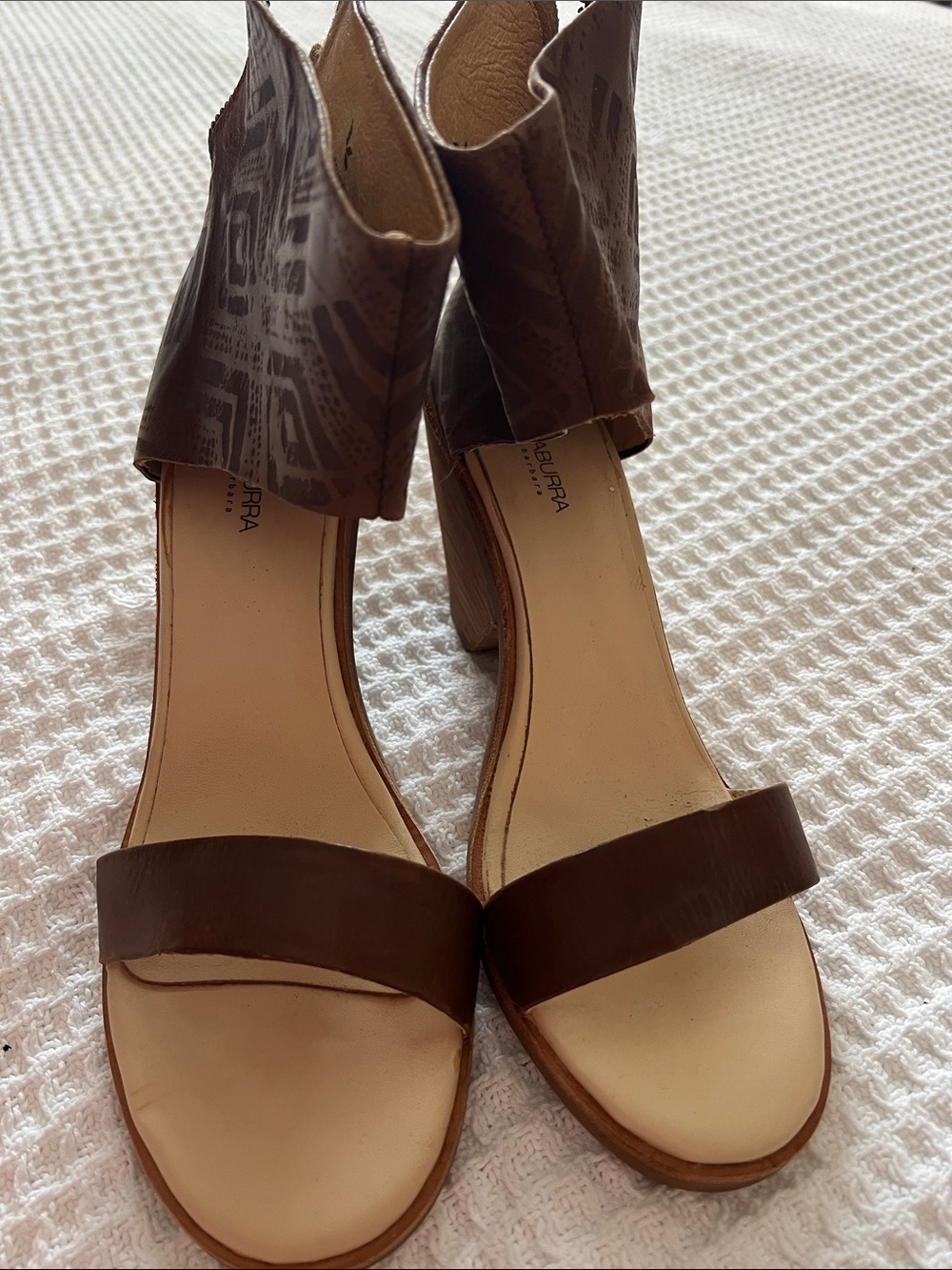 Koolaburra Brown Leather Ankle-Strap Block Heel Sandals